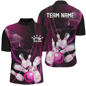 Pink Thunder Lightning Custom Bowling Shirts For Men, Bowling Uniform Bowling League Shirt IPHW7295