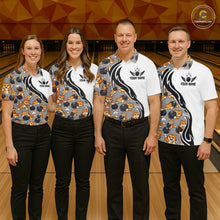 Load image into Gallery viewer, Custom Cute Funny Ginger Tabby Cat Bowling Men Polo Shirts, Cat Bowling Team Shirt IPHW10316