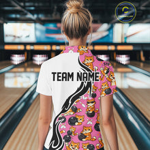 Load image into Gallery viewer, Custom Cute Funny Ginger Tabby Cat Bowling Women Quarter-Zip Shirts, Bowling Team Shirt IPHW10319