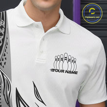 Load image into Gallery viewer, Custom Gray Tribal Polynesian Pattern Men Bowling Team Shirt, Maori Style Bowling Outfit IPHW10328