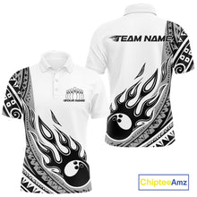 Load image into Gallery viewer, Custom Gray Tribal Polynesian Pattern Men Bowling Team Shirt, Maori Style Bowling Outfit IPHW10328
