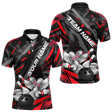 Load image into Gallery viewer, Custom Black And Red Bowling Polo Shirts For Men, Bowling Tournament Team Uniform IPHW8527