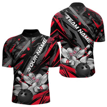 Load image into Gallery viewer, Custom Black And Red Bowling Quarter-Zip Shirts For Men, Bowling Tournament Team Uniform IPHW8527