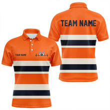 Load image into Gallery viewer, Custom Classic Retro Orange Bowling Polo Shirts For Men, Bowling Team Shirt With Name IPHW8531