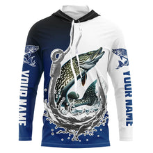 Load image into Gallery viewer, Custom Pike Long Sleeve Fishing Shirts, Fish Hook Shirt Design Pike Fishing Jerseys IPHW6221