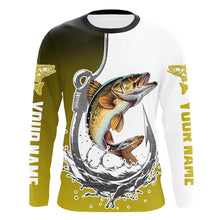 Load image into Gallery viewer, Custom Walleye Long Sleeve Fishing Shirts, Fish Hook Shirt Design Walleye Fishing Jerseys IPHW6223