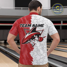Load image into Gallery viewer, Custom White And Red Shark Bowling Quarter-Zip Shirts For Men, Shark Bowling League Shirt IPHW8994
