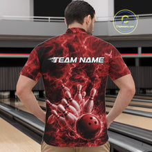 Load image into Gallery viewer, Custom Red Fire Flame Bowling Men Quarter-Zip Tournament Shirt, Team Bowling Jerseys IPHW11103