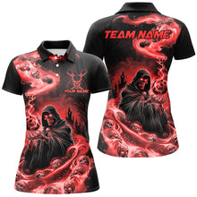 Load image into Gallery viewer, Black And Red Grim Reaper Custom Halloween Bowling Team Shirts For Men, Bowling Gifts IPHW7614