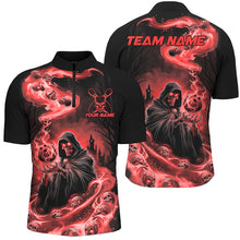 Load image into Gallery viewer, Black And Red Grim Reaper Custom Halloween Bowling Team Shirts For Men, Bowling Gifts IPHW7614