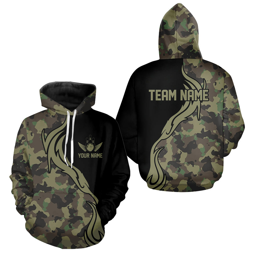 Military Green Camo Custom Army Bowling Team Shirts, Bowling League Shirts For Men And Women IPHW5515