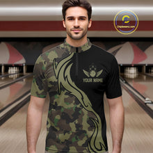 Load image into Gallery viewer, Military Green Camo Custom Army Bowling Team Shirts Personalized Bowling League Shirts For Men IPHW5515