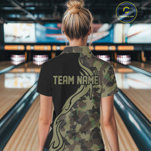 Load image into Gallery viewer, Military Green Camo Custom Army Bowling Team Shirts Ladies Bowling League Shirts IPHW5515