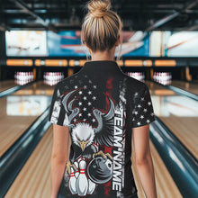 Load image into Gallery viewer, Custom Red Thin Line American Flag Eagle Bowling Women Quarter-Zip Shirt, Patriotic Bowling IPHW8736