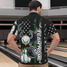 Load image into Gallery viewer, Custom Green Thin Line American Flag Eagle Bowling Men Quarter-Zip Shirts, Patriotic US Bowling IPHW8737