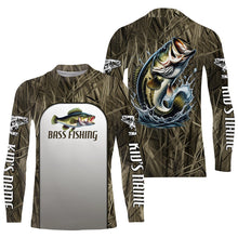 Load image into Gallery viewer, Largemouth Bass Fishing Grass Camo Custom Long Sleeve Fishing Shirts, Bass Tournament Fishing Jersey IPHW6246