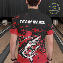 Load image into Gallery viewer, Custom Black And Red Camo Shark Bowling Team Men Polo Shirts, Bowling Tournament Shirt IPHW8995