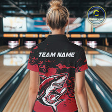 Load image into Gallery viewer, Custom Black And Red Camo Shark Bowling Team Women Polo Shirts, Bowling Tournament Shirt IPHW8995