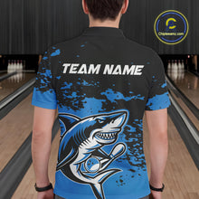 Load image into Gallery viewer, Custom Black And Blue Camo Shark Bowling Team Men Polo Shirts, Bowling Tournament Shirt IPHW8996