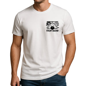 Custom American Flag US Bowling T-Shirts For Men, Patriotic Bowling Shirt IPHW9053