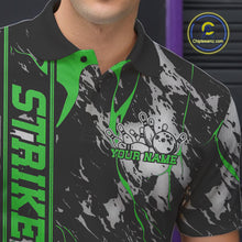 Load image into Gallery viewer, Custom Green And Gray Camo Strike Bowling Polo Team Shirts For Men, Strike Bowling Jersey IPHW9243