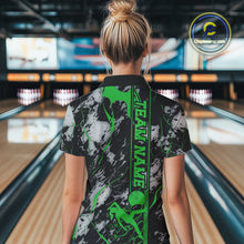 Load image into Gallery viewer, Custom Green And Gray Camo Strike Bowling Women Quarter-Zip Team Shirts, Bowling Jersey IPHW9243