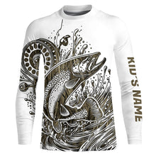 Load image into Gallery viewer, Custom Trout Fly Fishing Shirts, Grass Lake Camouflage Trout Fishing Shirt IPHW7056