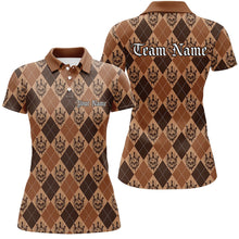 Load image into Gallery viewer, Brown Argyle Pattern Custom Skull Halloween Bowling Shirts For Women Bowlers Outfits IPHW7303