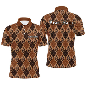 Brown Argyle Pattern Custom Skull Halloween Bowling Shirts For Men Bowlers Outfits IPHW7303