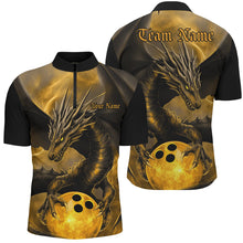 Load image into Gallery viewer, Black And Gold Custom Dragon Bowling Shirts For Men, Dragon Bowling League Shirts Outfits IPHW7308