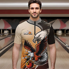 Load image into Gallery viewer, Custom Eagle Bowling Jerseys With Names, Orange Eagle Bowling League Men Quarter-Zip Shirts IPHW8762