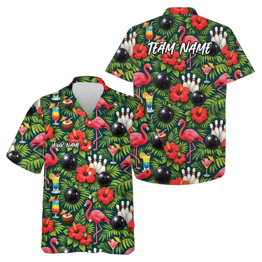 Custom Tropical Plants And Flamingo Hawaiian Bowling Shirt For Men And Women IPHW10853