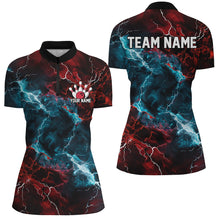 Load image into Gallery viewer, Blue And Red Thunder Lightning Custom Bowling Uniforms, Patriotic Bowling Shirts For Women IPHW7316