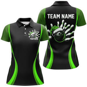 Custom Christmas Ladies Bowling Shirts, Bowling Team Shirt Christmas Bowling Outfit | Green IPHW7326