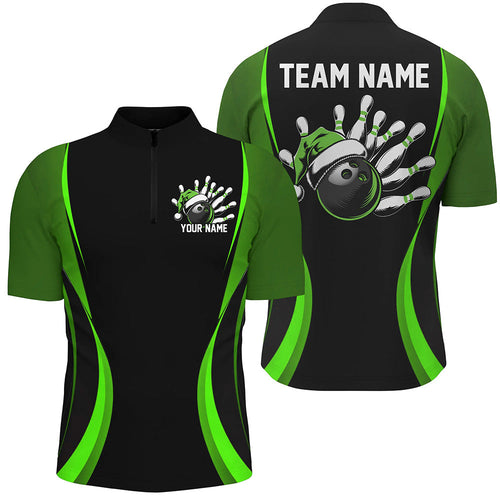 Custom Christmas Bowling Shirts For Men, Bowling Team Shirts Christmas Bowling Outfits | Green IPHW7326