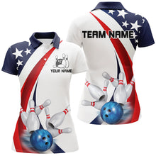 Load image into Gallery viewer, American Flag Custom Patriotic Bowling Shirts For Women, Team Bowling League Shirts Uniform IPHW7635