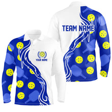 Load image into Gallery viewer, Pickleball Ball And Paddles Custom Pickleball Shirts For Men, Casual Pickleball Polo Tops | Blue IPHW5532
