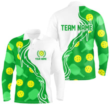 Load image into Gallery viewer, Pickleball Ball And Paddles Custom Pickleball Shirts For Men, Casual Pickleball Polo Tops | Green IPHW5533