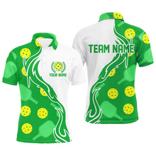 Load image into Gallery viewer, Pickleball Ball And Paddles Custom Pickleball Shirts For Men, Casual Pickleball Polo Tops | Green IPHW5533