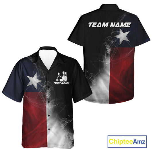 Custom Smoke Texas Flag Bowling Men And Women Team Shirts, Patriotic Texas Bowling Jerseys IPHW10625