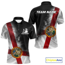 Load image into Gallery viewer, Custom Smoke Florida Flag Bowling Men Team Shirts, Patriotic Florida Bowling Jerseys IPHW10626