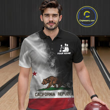 Load image into Gallery viewer, Custom Smoke California Flag Bowling Men Team Shirts, Patriotic California Bowling Jerseys IPHW10629