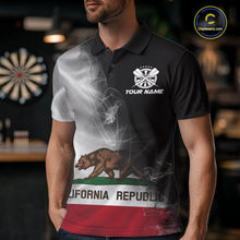 Load image into Gallery viewer, Custom Smoke Flame California Flag Patriotic Darts Shirt For Men, Dart League Team Jerseys IPHW10634