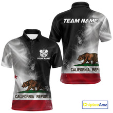 Load image into Gallery viewer, Custom Smoke Flame California Flag Patriotic Darts Shirt For Men, Dart League Team Jerseys IPHW10634