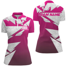 Load image into Gallery viewer, Custom Pink Bowling Team Shirts For Women, Bowling Ball Pattern Bowlers Outfits IPHW6270