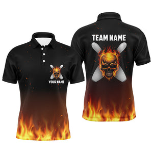 Flame Men Custom Bowling Shirts, Personalized Team Bowlers Jersey Short Sleeves IPHW5187