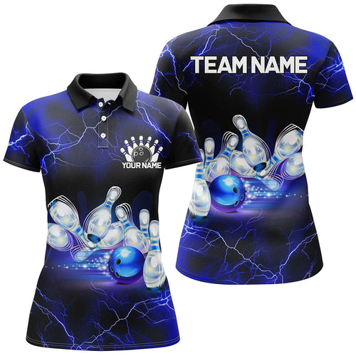 Blue Thunder Lightning Custom Ladies Bowling Shirts, Bowling League Shirts Bowling Jersey IPHW7332