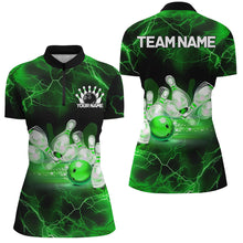 Load image into Gallery viewer, Green Thunder Lightning Custom Ladies Bowling Shirts, Bowling League Shirts Bowling Jersey IPHW7333