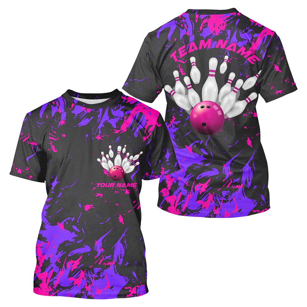 Purple And Pink Camo Bowling Team Custom Men T-Shirts Bowling League IPHW5365