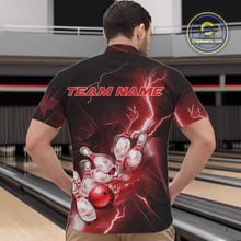 Load image into Gallery viewer, Custom Red Thunder Lightning Bowling Quarter-Zip Shirts For Men, Bowling League Shirt IPHW9794